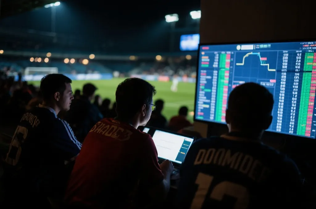 球迷在屏幕前分析数据