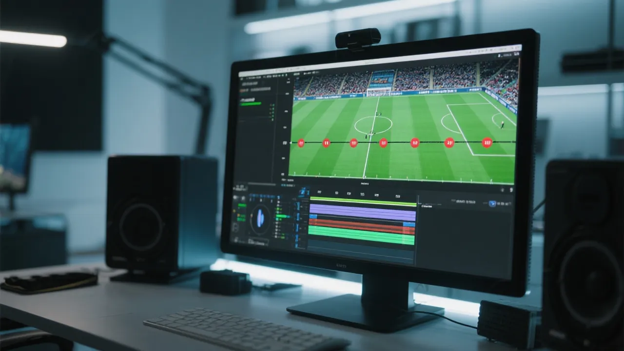 比赛日回顾视频制作流程:素材筛选、分镜、节奏、配乐、标题缩略图的工作台