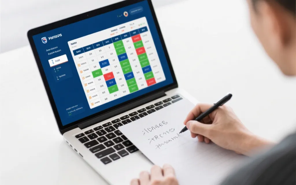 网页端积分榜与赛程表并排展示，标记净胜球与剩余轮次